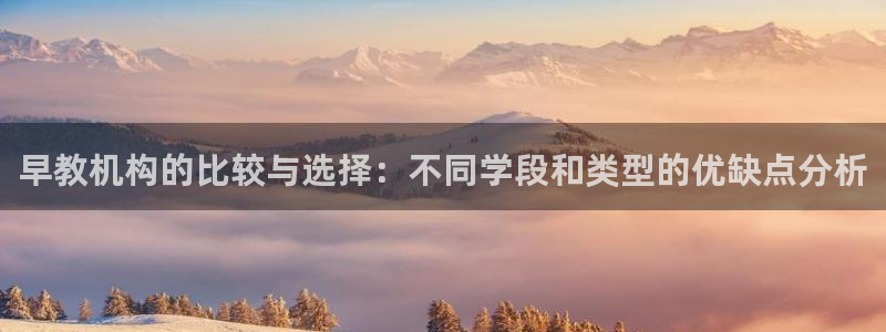 恒行2乃5O6917：早教机构的比较与选择：不同学段和类型的优缺点分析